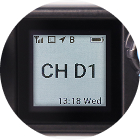 LM84 top-mounted 1.0 inch OLED display showing device status